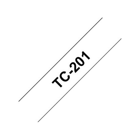 TC201 Ruban thermique en cassette 12mm Brother TC-201 12mm noir sur blanc, Toner Express : achat en ligne