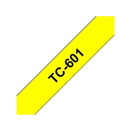 TC601 Ruban thermique en cassette 12mm Brother TC-601 Noir sur Jaune, Toner Express : achat en ligne 