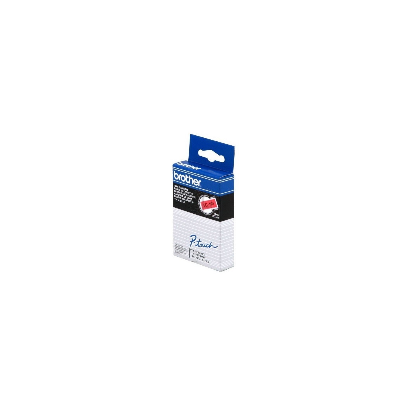 TC491 Ruban thermique en cassette 9mm Brother TC-491 noir sur Rouge, Toner Express : achat en ligne 