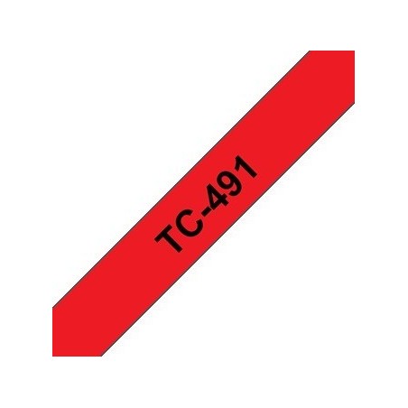 TC491 Ruban thermique en cassette 9mm Brother TC-491 noir sur Rouge, Toner Express : achat en ligne 