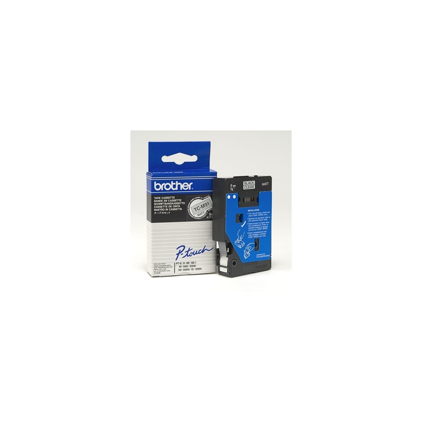 TCM91 RRuban thermique en cassette 9mm Brother TC-M91 Noir sur Transparent Mat, Toner Express : achat en ligne 