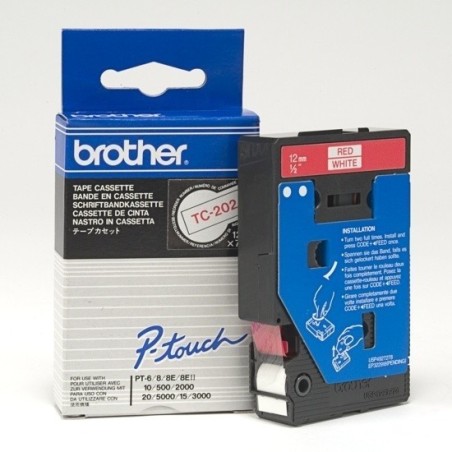TC202 Ruban thermique en cassette 12mm Brother TC-202 Rouge sur Blanc, Toner Express : achat en ligne 