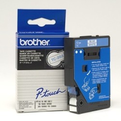 TC203 Ruban thermique en cassette 12mm Brother TC-203 Bleu sur Blanc, Toner Express : achat en ligne 