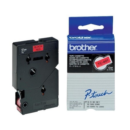 TC401 Ruban thermique en cassette 12mm Brother TC-401 Noir sur Rouge, Toner Express : achat en ligne 