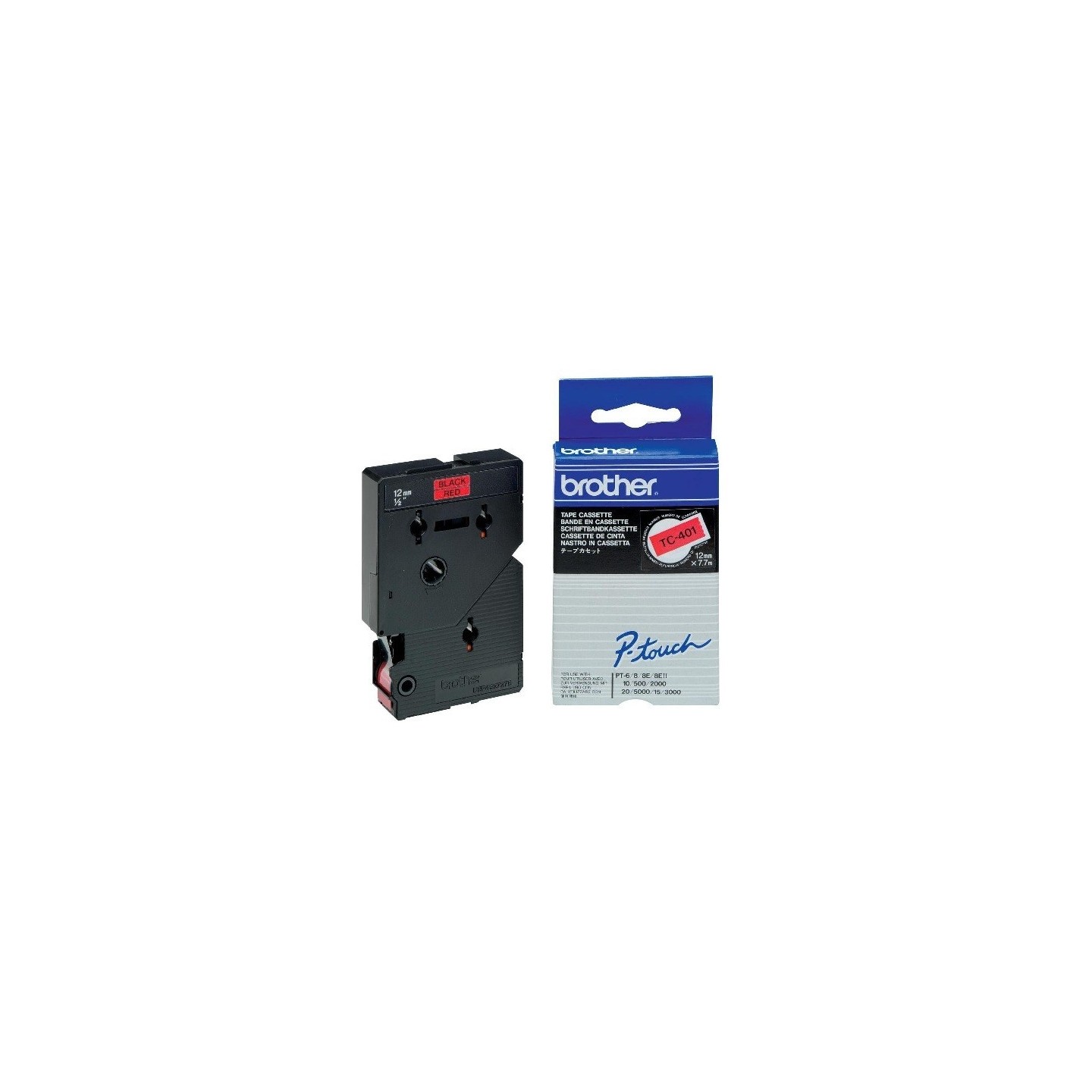 TC401 Ruban thermique en cassette 12mm Brother TC-401 Noir sur Rouge, Toner Express : achat en ligne 