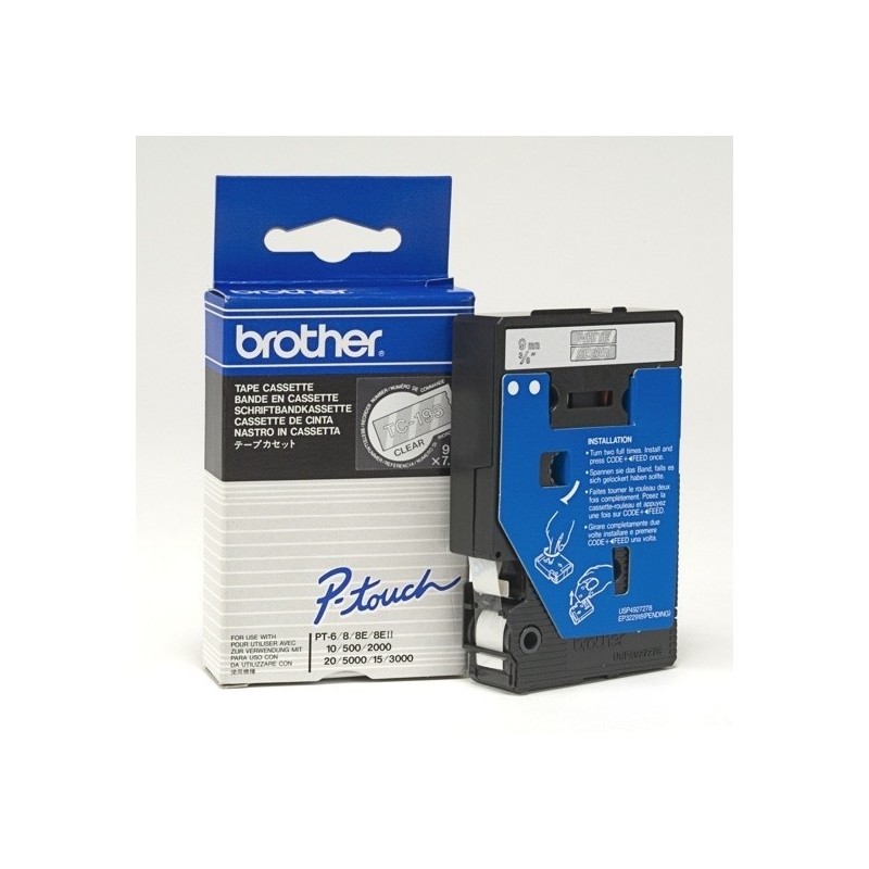 TC-195 Ruban thermique en cassette 9mm Brother TC195 blanc sur transparent, Toner Express : achat en ligne