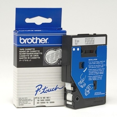 TC-195 Ruban thermique en cassette 9mm Brother TC195 blanc sur transparent, Toner Express : achat en ligne