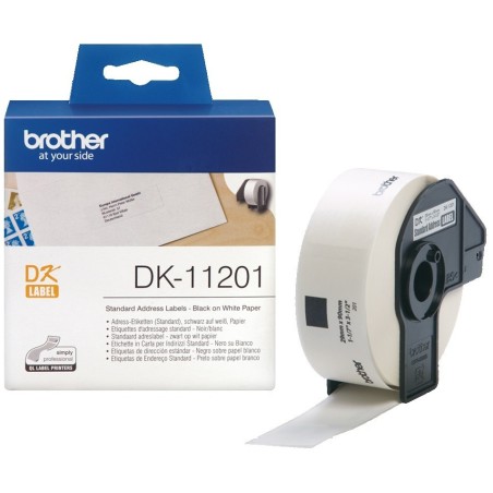 DK11201 Rouleau d'étiquettes DK-11201 Brother original – Noir sur blanc, 29 x 90 mm pour QL500, Toner Express 