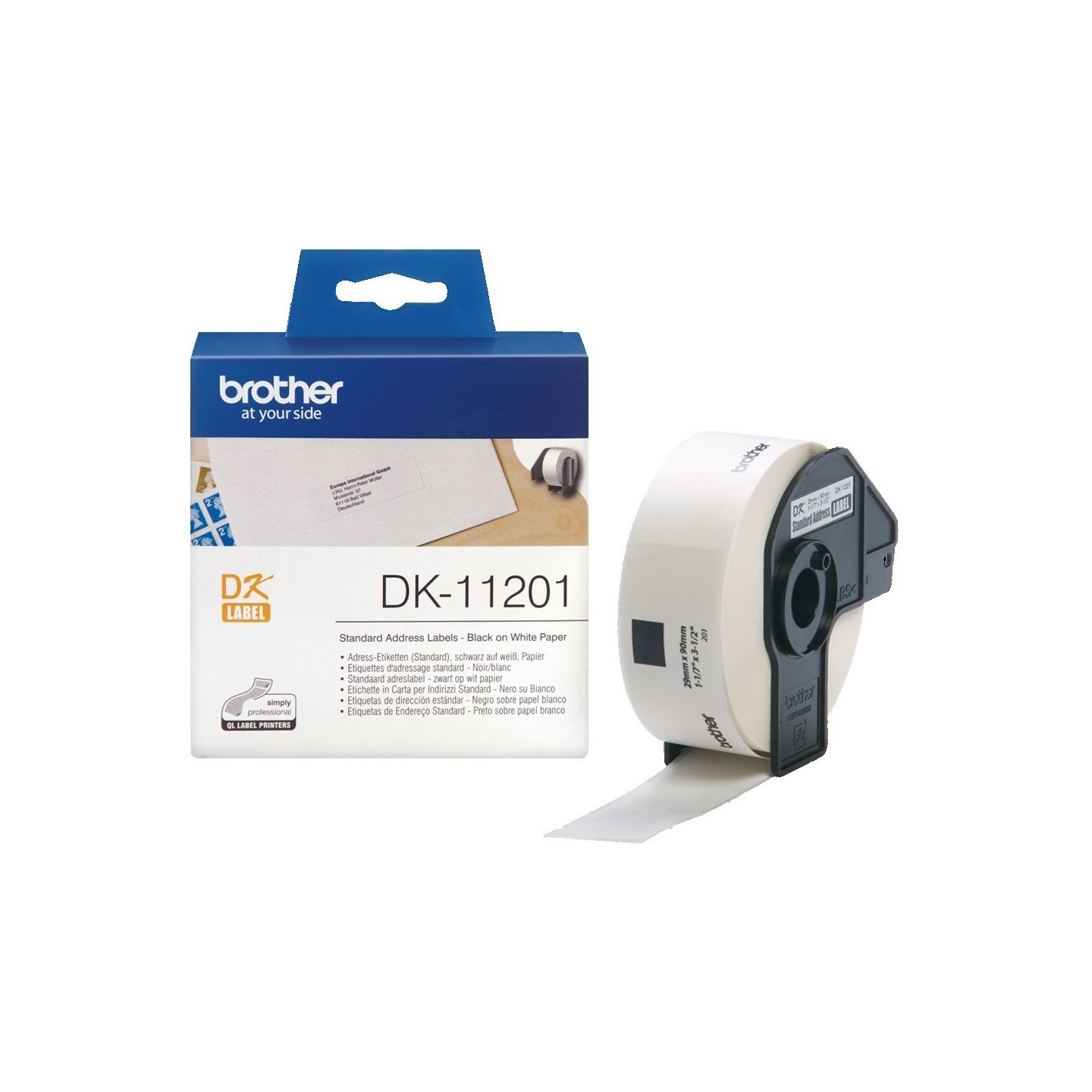 DK11201 Rouleau d'étiquettes DK-11201 Brother original – Noir sur blanc, 29 x 90 mm pour QL500, Toner Express