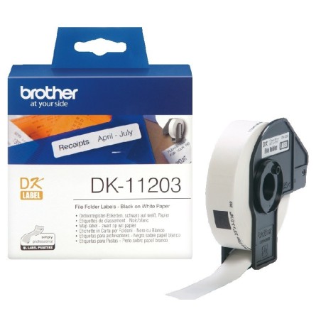 DK11203 Rouleau d'étiquettes DK-11203 Brother original – Noir sur blanc, 17 x 87 mm pour QL500..., Toner Express 