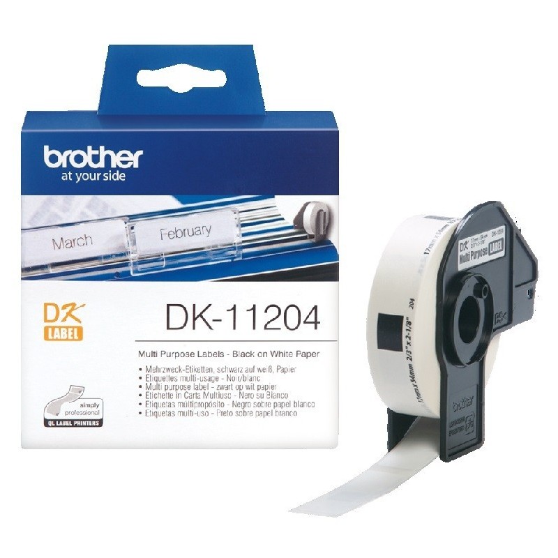 DK11204 Rouleau d'étiquettes DK-11204 Brother original – Noir sur blanc, 17 x 54 mm..., Toner Express : achat en ligne