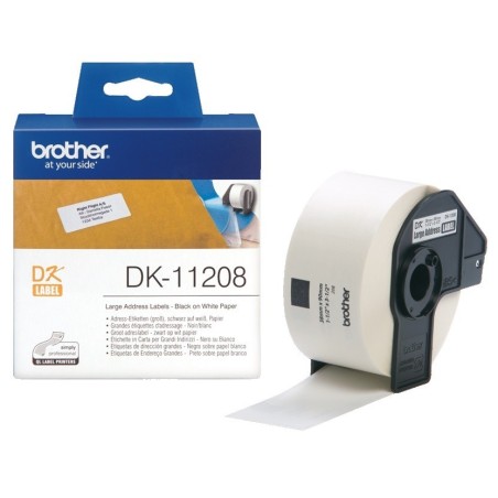 DK11208 Rouleau d'étiquettes DK-11208 Brother original – Noir sur blanc, 38 x 90 mm pour QL500..., Toner Express 