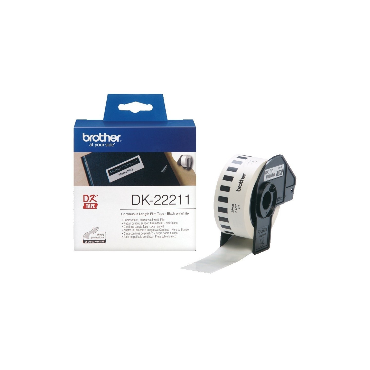 DK22211 Rouleau d'étiquettes DK-22211 Brother original – Blanc, 29 mm x 15,24 m ..., Toner Express : achat en ligne 