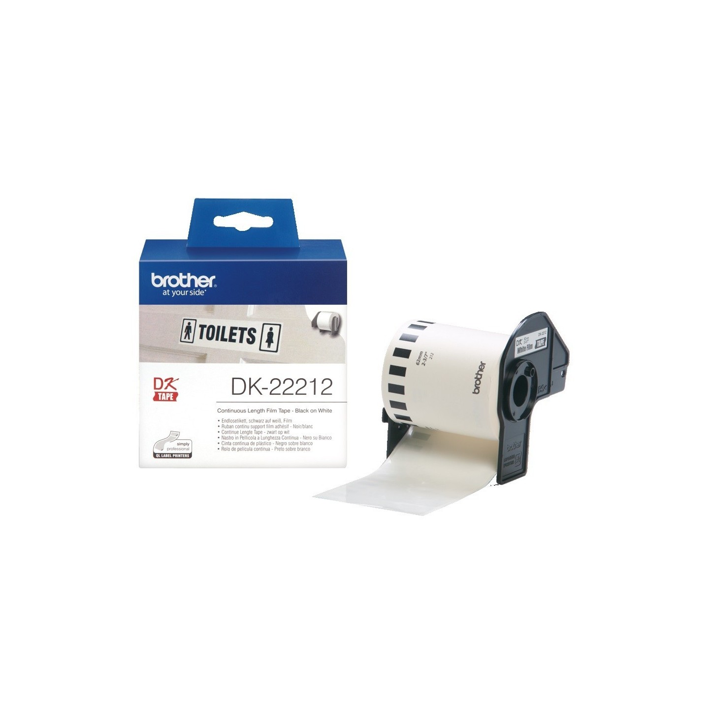 DK22212 Rouleau de film continu DK-22212 Brother original – Noir sur blanc, 62 mm pour QL500..., Toner Express : achat