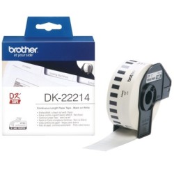 DK22214 Rouleau de papier continu DK-22214 Brother original – Noir sur blanc, 12 mm de large pour QL500..., Toner Express