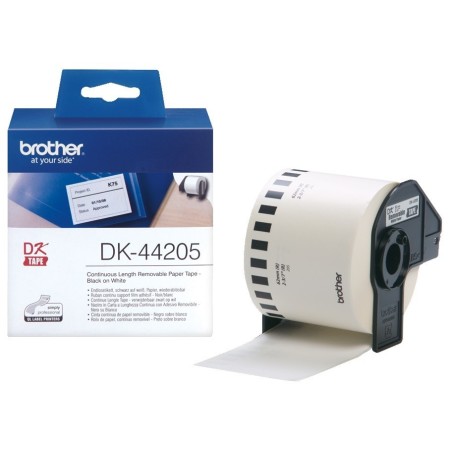 DK44205 Rouleau de papier amovible DK-44205 Brother original – Noir sur blanc, 62 mm de large pour QL500..., Toner Express 