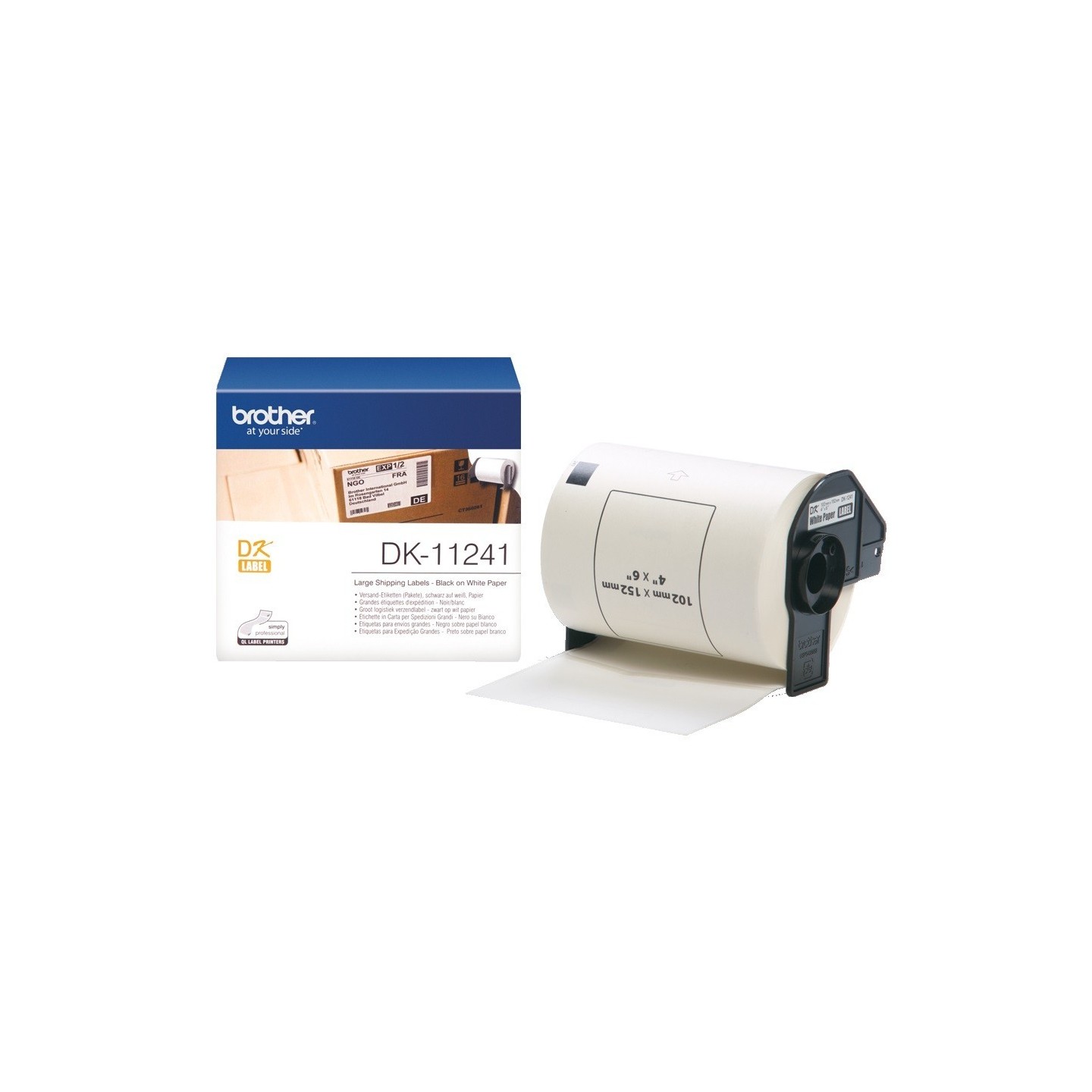 DK11241 Rouleau d'étiquettes d'expédition DK-11241 Brother original – Noir sur blanc, 102 x 152 mm pour QL1050...