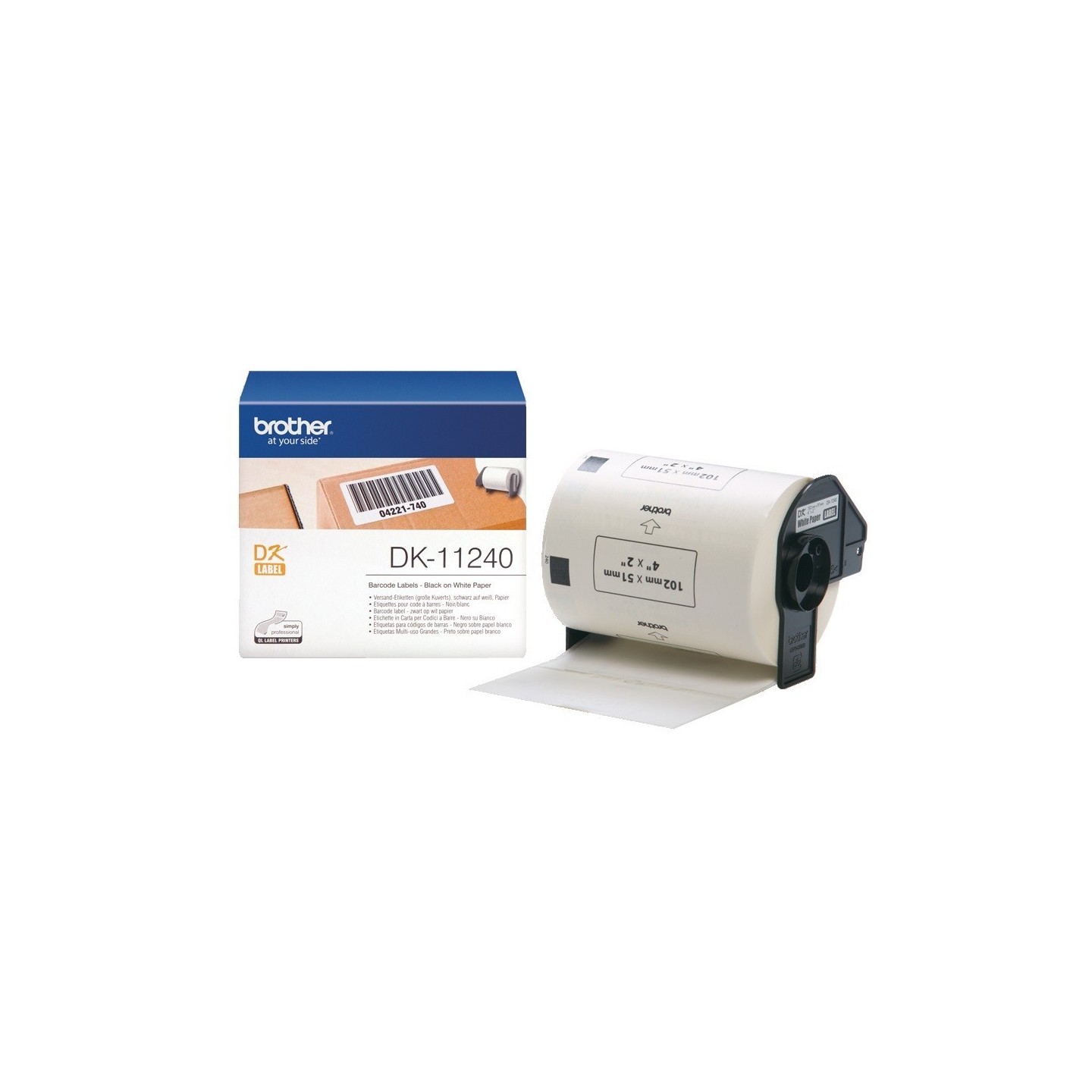 DK11240 Rouleau d'étiquettes DK-11240 Brother original – Noir sur blanc, 102 x 51 mm pour QL1050...