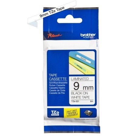 Ruban Matriciel Noir/blanc Brother  (TZ-221) 9mm, Toner Express : achat en ligne de Ruban Matriciel Noir/blanc Brother  (TZ-221)