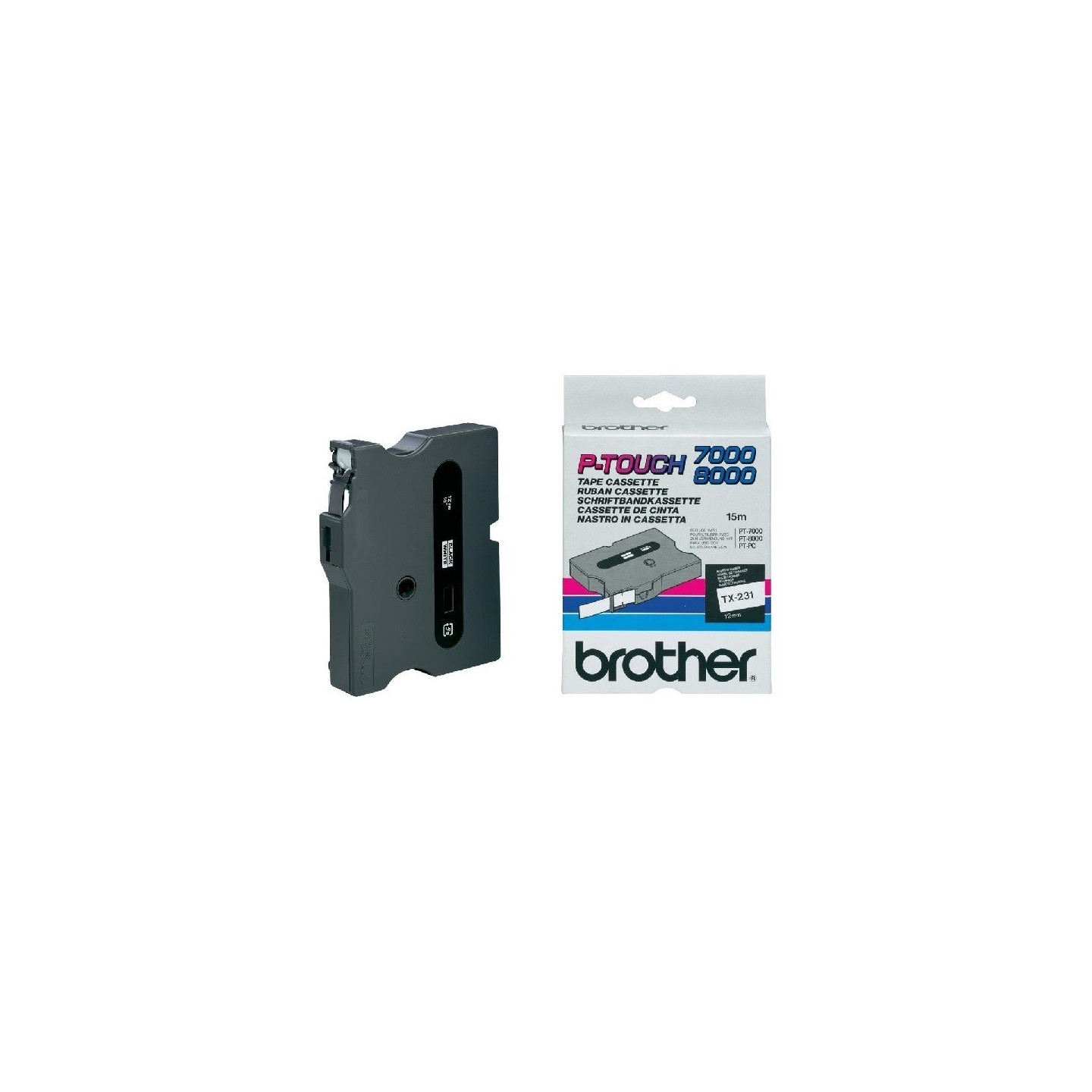 Cassette rubans Brother 12 mm Noir / Blanc, Toner Express : achat en ligne de Cassette rubans Brother 12 mm Noir / Blanc pour im