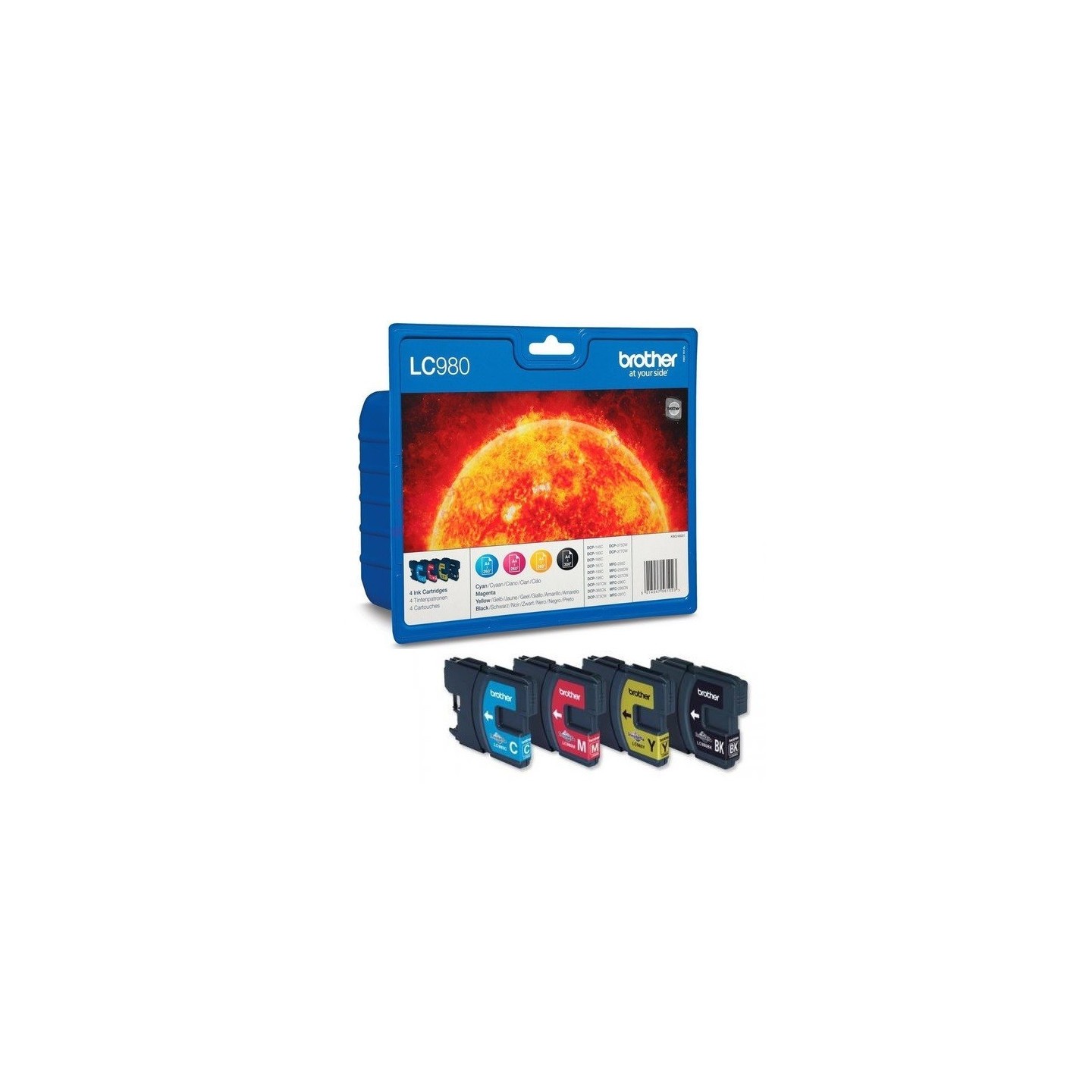 RAINBOW Pack 4 couleurs ( Noir, Cyan, Magenta, Jaune ) pour Brother DCP 145c / MFC 250c....., Toner Express : achat en ligne de 