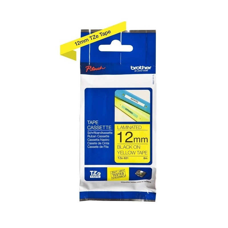 Ruban Matriciel Noir / jaune Brother  (TZ-631) 12mm, Toner Express : achat en ligne de Ruban Matriciel Noir / jaune Brother  (TZ