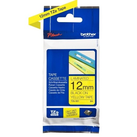 Ruban Matriciel Noir / jaune Brother  (TZ-631) 12mm, Toner Express : achat en ligne de Ruban Matriciel Noir / jaune Brother  (TZ