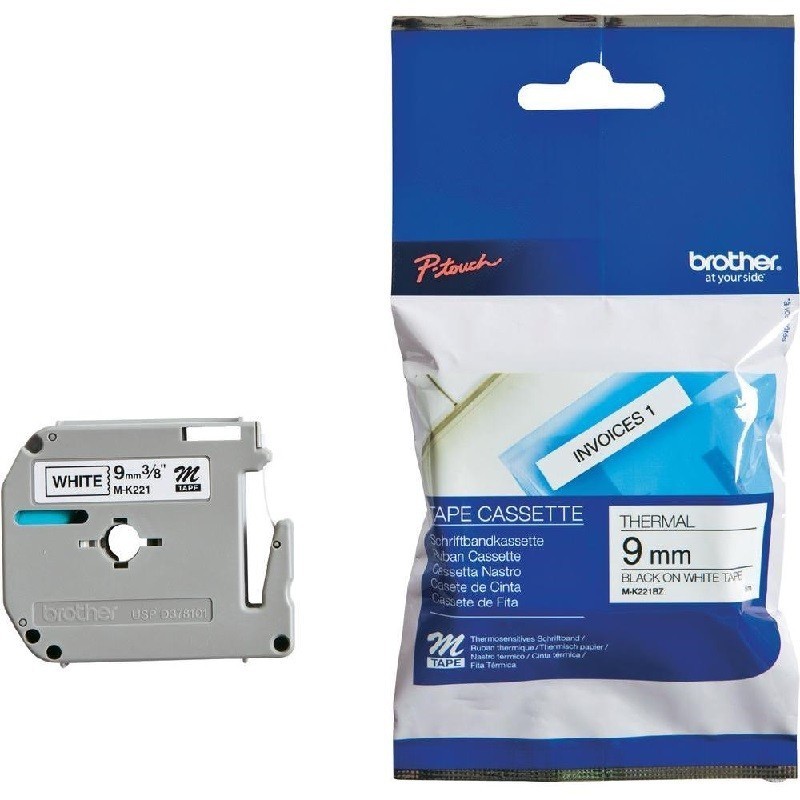 Ruban d'étiquettes  9 mm Largeur x 8 m Longueur noir sur blanc pour Brother PT55 / PT75...., Toner Express : achat en ligne de R