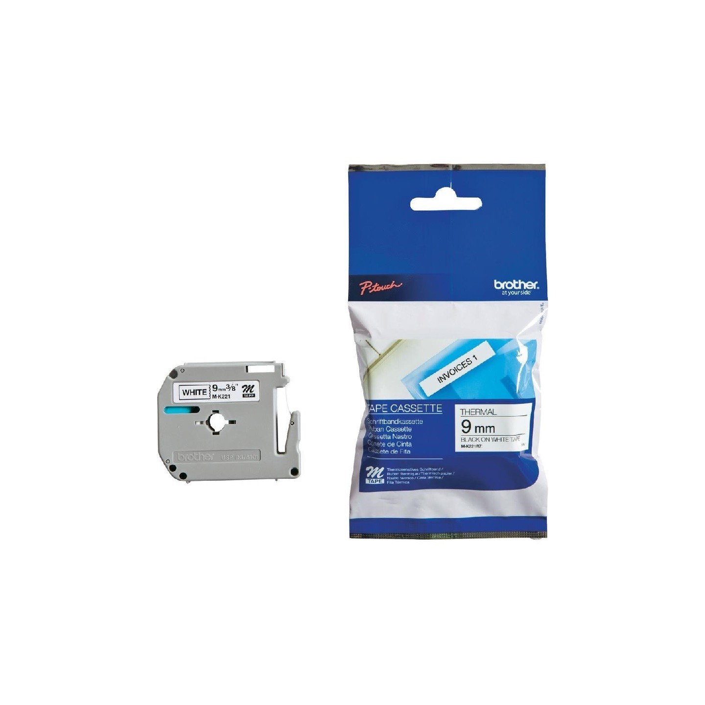 Ruban d'étiquettes  9 mm Largeur x 8 m Longueur noir sur blanc pour Brother PT55 / PT75...., Toner Express : achat en ligne de R