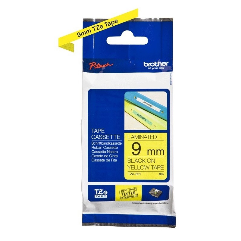 Ruban Matriciel Noir/jaune  Brother  (TZ-621) 9mm, Toner Express : achat en ligne de Ruban Matriciel Noir/jaune  Brother  (TZ-62