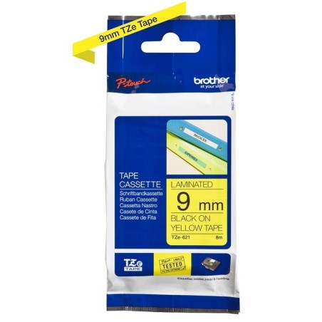 Ruban Matriciel Noir/jaune  Brother  (TZ-621) 9mm, Toner Express : achat en ligne de Ruban Matriciel Noir/jaune  Brother  (TZ-62