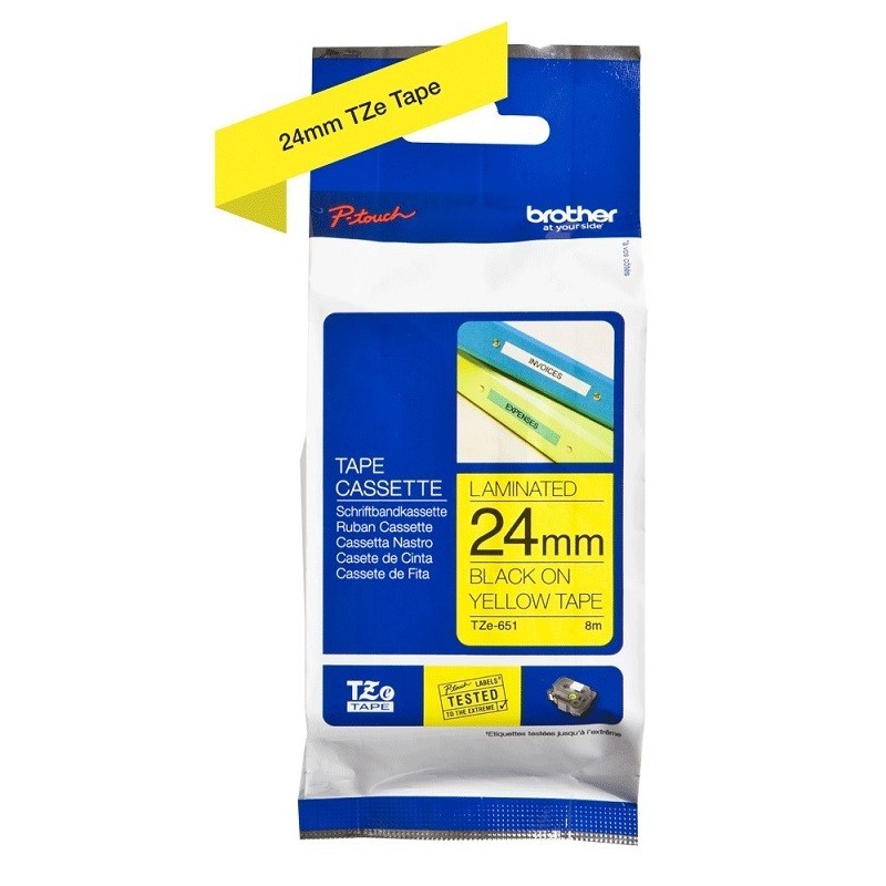 Ruban Matriciel noir/jaune Brother  (TZ-651)  24mm, Toner Express : achat en ligne de Ruban Matriciel noir/jaune Brother  (TZ-65