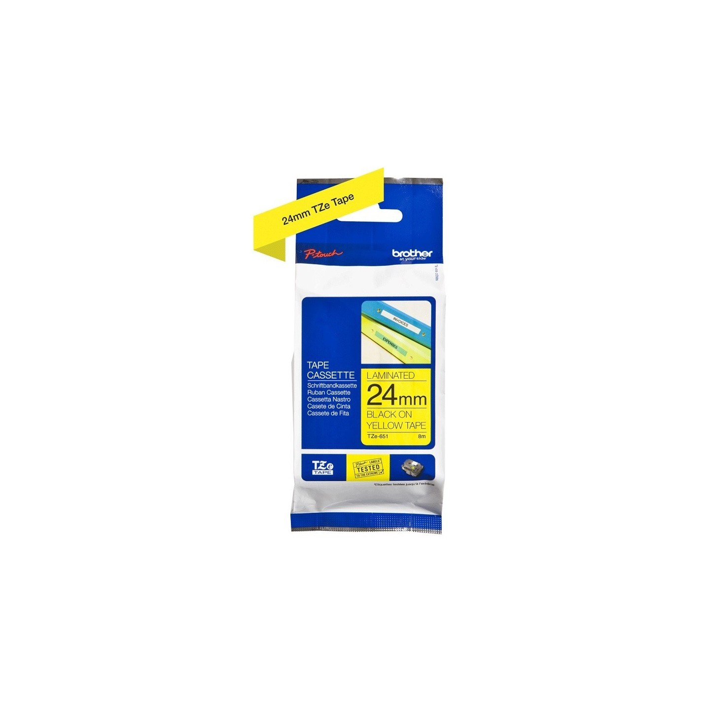 Ruban Matriciel noir/jaune Brother  (TZ-651)  24mm, Toner Express : achat en ligne de Ruban Matriciel noir/jaune Brother  (TZ-65