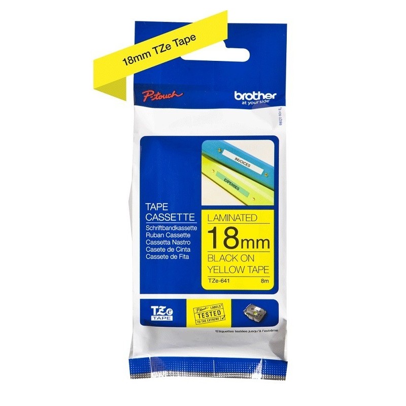 Ruban Matriciel Jaune et Noir BROTHER (TZ-641) 18mm, Toner Express : achat en ligne de Ruban Matriciel Jaune et Noir BROTHER (TZ