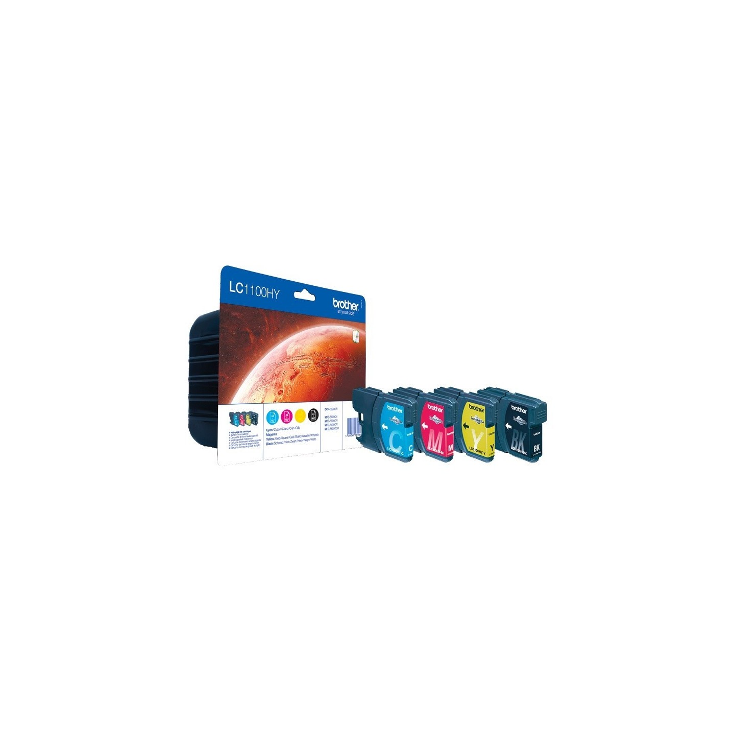Pack Cartouche Haute capacité Brother N, C, M, Y pour MFC-6490CW (LC1100HYVALBP)