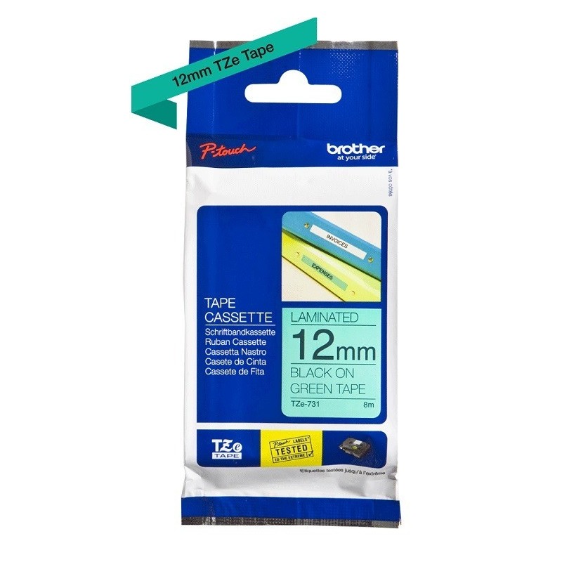 Ruban Matriciel Noir/vert Brother  (TZ-731) 12mm, Toner Express : achat en ligne de Ruban Matriciel Noir/vert Brother  (TZ-731) 
