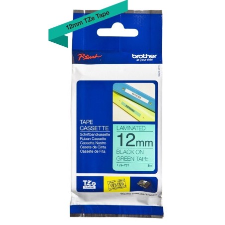 Ruban Matriciel Noir/vert Brother  (TZ-731) 12mm, Toner Express : achat en ligne de Ruban Matriciel Noir/vert Brother  (TZ-731) 