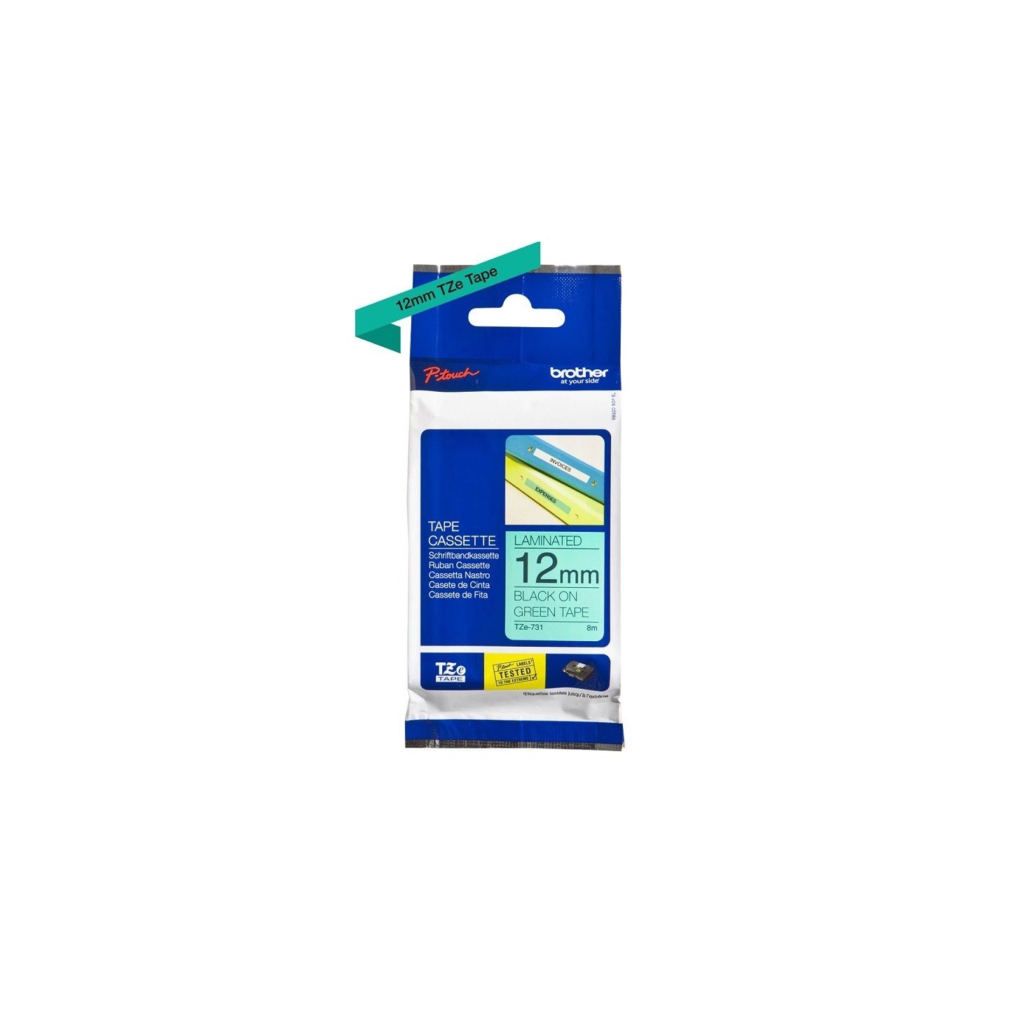 Ruban Matriciel Noir/vert Brother  (TZ-731) 12mm, Toner Express : achat en ligne de Ruban Matriciel Noir/vert Brother  (TZ-731) 