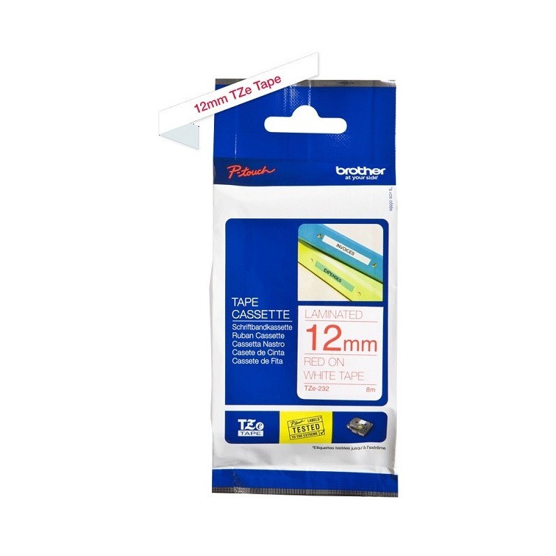 Ruban Matriciel rouge/blanc Brother  (TZ-232) 12mm, Toner Express : achat en ligne de Ruban Matriciel rouge/blanc Brother  (TZ-2