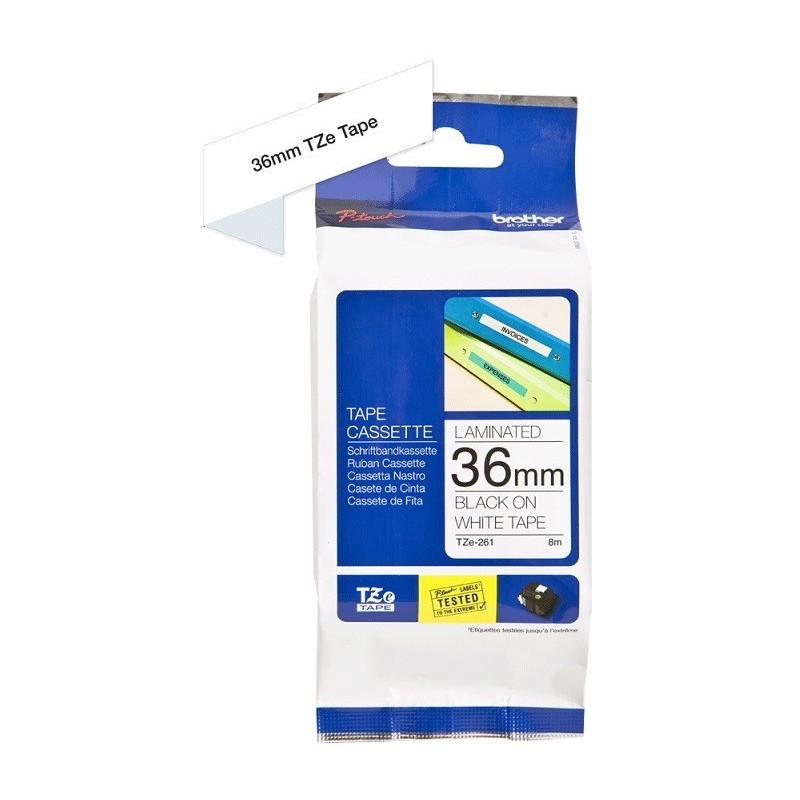 Ruban Matriciel Noir/blanc Brother  (TZ-261)  36mm, Toner Express : achat en ligne de Ruban Matriciel Noir/blanc Brother  (TZ-26