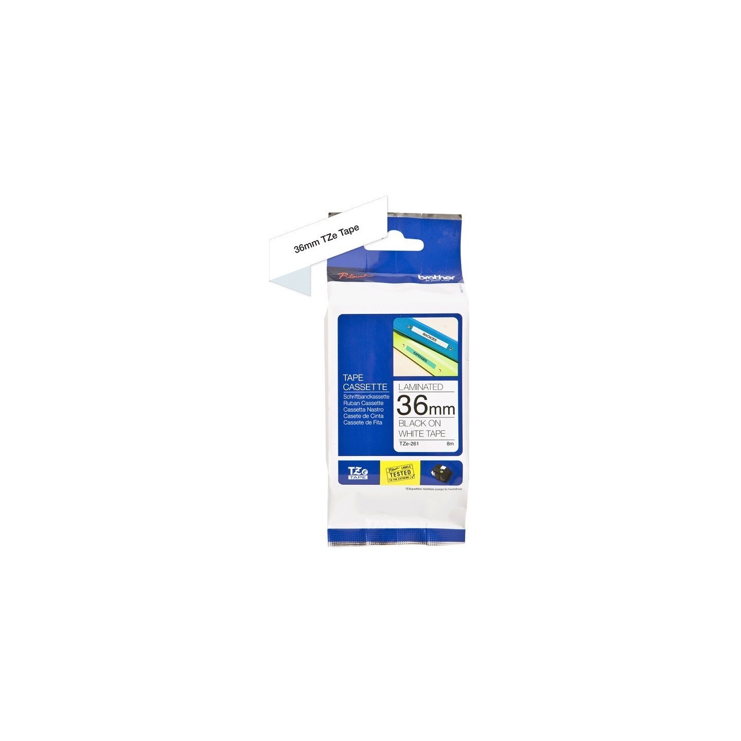Ruban Matriciel Noir/blanc Brother  (TZ-261)  36mm, Toner Express : achat en ligne de Ruban Matriciel Noir/blanc Brother  (TZ-26