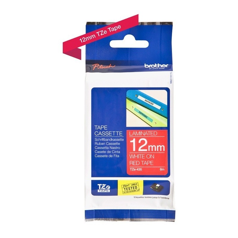 Ruban Matriciel Blanc / Rouge brillant Brother  (TZ-435) 12mm, Toner Express : achat en ligne de Ruban Matriciel Blanc / Rouge b