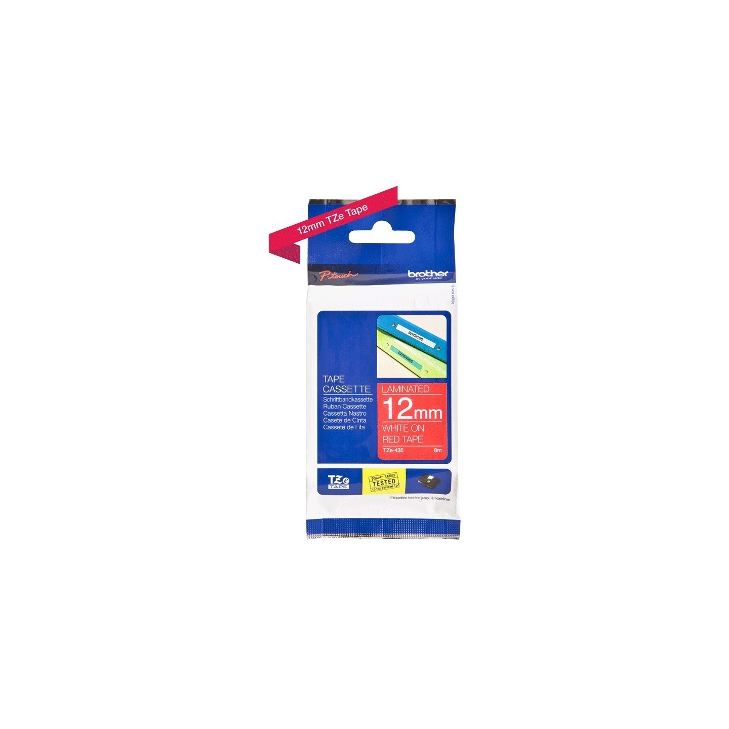 Ruban Matriciel Blanc / Rouge brillant Brother  (TZ-435) 12mm, Toner Express : achat en ligne de Ruban Matriciel Blanc / Rouge b