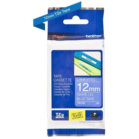 Ruban Matriciel Blanc / Bleu brillant Brother  (TZ-535) 12mm, Toner Express : achat en ligne de Ruban Matriciel Blanc / Bleu bri