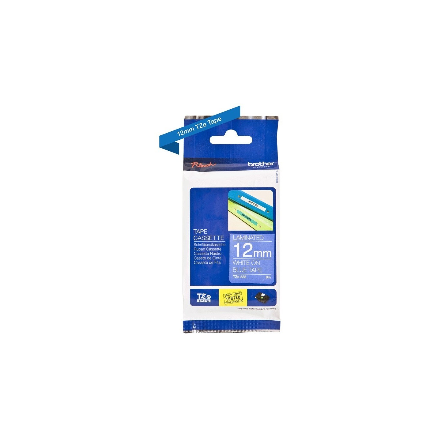 Ruban Matriciel Blanc / Bleu brillant Brother  (TZ-535) 12mm, Toner Express : achat en ligne de Ruban Matriciel Blanc / Bleu bri