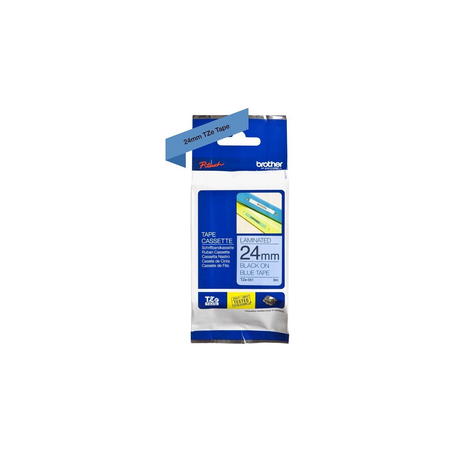 Ruban Matriciel noir/bleu Brother  (TZ-551)  24mm, Toner Express : achat en ligne de Ruban Matriciel noir/bleu Brother  (TZ-551)