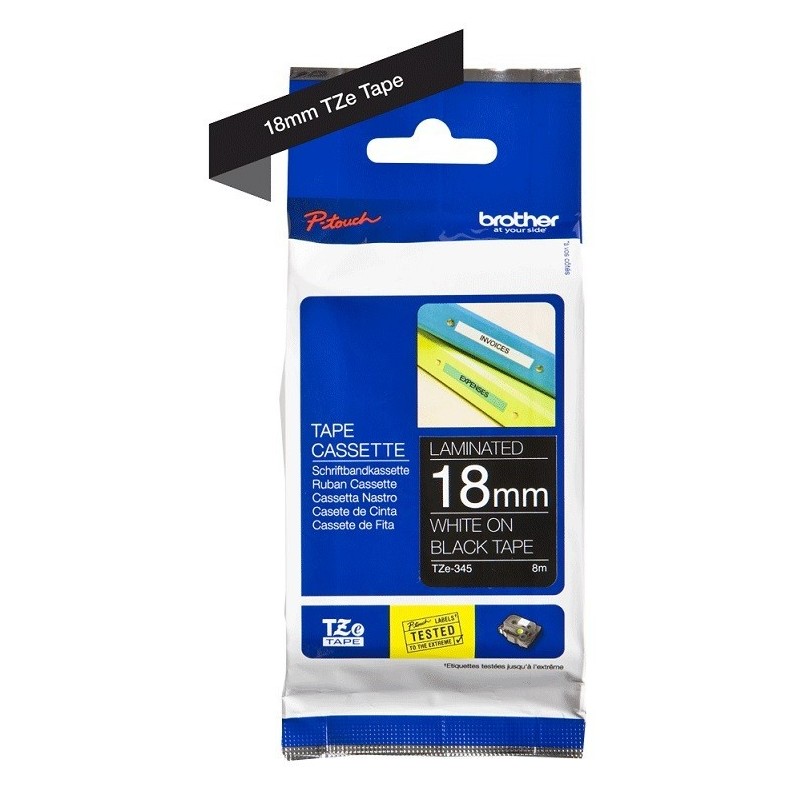Ruban Matriciel blanc/ noir Brother  (TZ-345)  18mm, Toner Express : achat en ligne de Ruban Matriciel blanc/ noir Brother  (TZ-