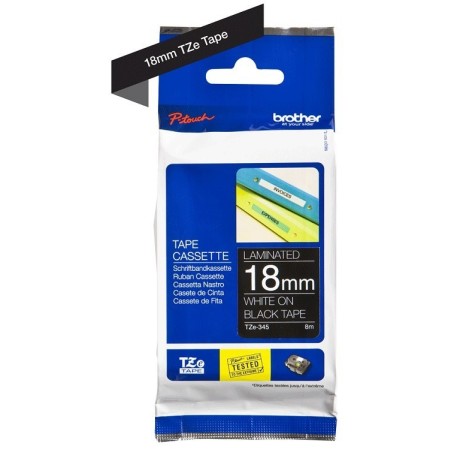 Ruban Matriciel blanc/ noir Brother  (TZ-345)  18mm, Toner Express : achat en ligne de Ruban Matriciel blanc/ noir Brother  (TZ-
