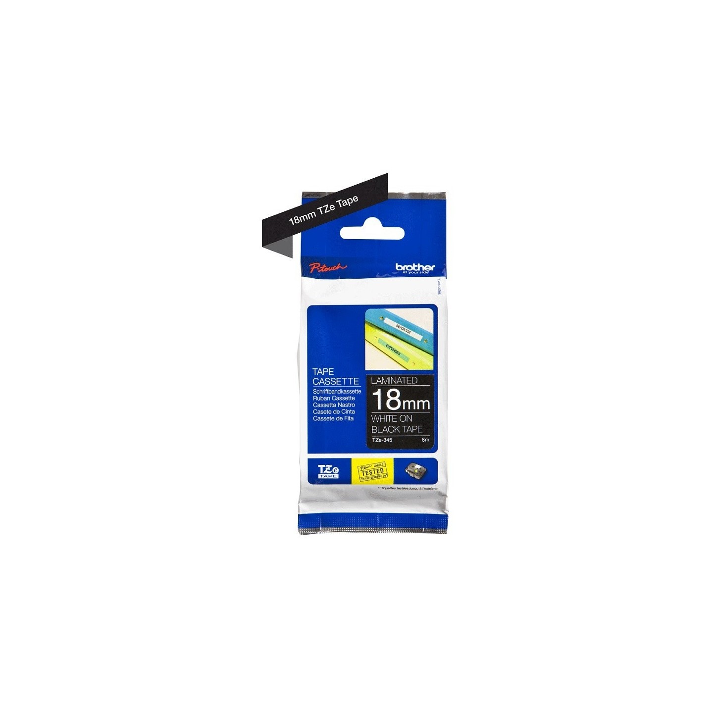 Ruban Matriciel blanc/ noir Brother  (TZ-345)  18mm, Toner Express : achat en ligne de Ruban Matriciel blanc/ noir Brother  (TZ-