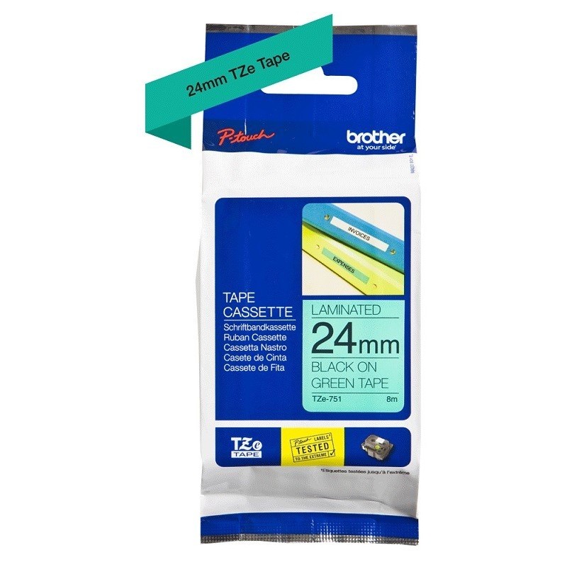 Ruban Matriciel noir/vert Brother  (TZ-751)  24mm, Toner Express : achat en ligne de Ruban Matriciel noir/vert Brother  (TZ-751)